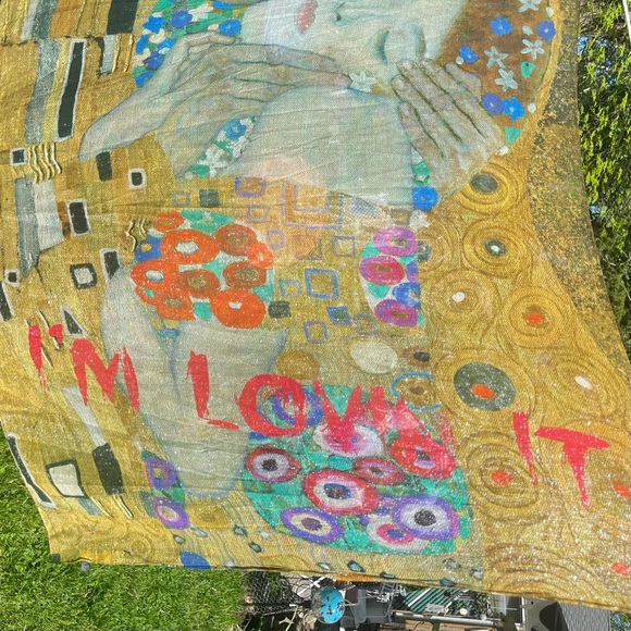 The Kiss -oversized Sheer + Sparkly SCARF. / Wrap - Gustav Klimt - silk blend - Picture 4 of 9